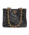 Valentino Garavani  Garavani Laseine Shopping Bag In Nappa Leather With A Chevron Pattern W In Black