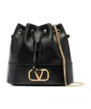 Valentino Chain-link Shoulder Strap Bucket Bag With Gold-tone Hardware In Black