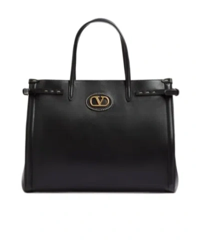 Valentino Garavani Logo Shoulder Bag In Black
