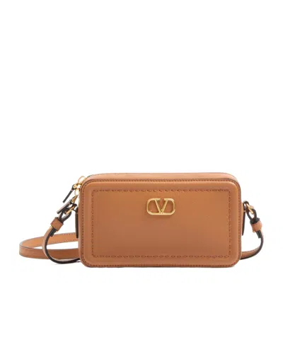 Valentino Garavani Logo Shoulder Bag In Brown