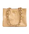 Valentino Small Lambskin Laseine Tote Bag In Neutral