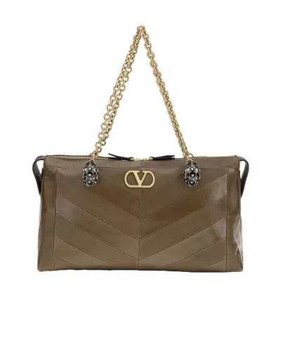 Valentino Garavani Logo Shoulder Bag In Brown