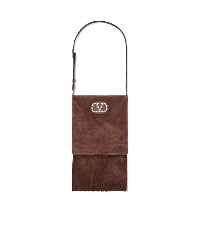 Valentino Garavani Logo Shoulder Bag In Brown