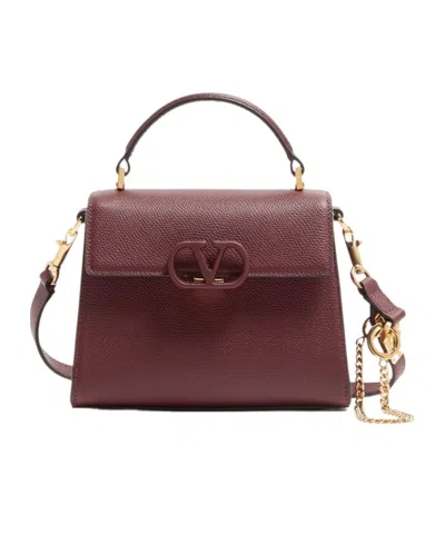 Valentino Garavani Logo Shoulder Bag In Burgundy