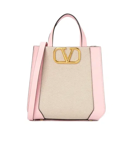 Valentino Garavani Logo Shoulder Bag In Nude