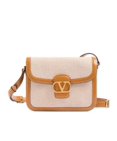 Valentino Garavani Logo Shoulder Bag In Nude