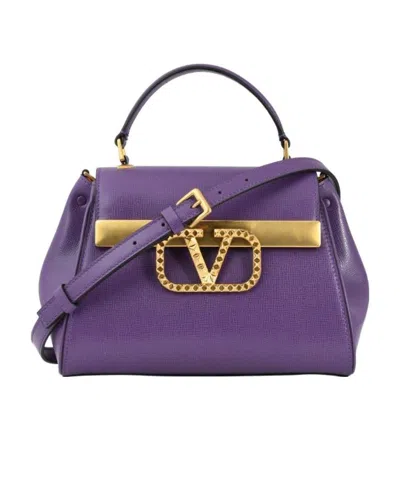 Valentino Garavani Logo Shoulder Bag In Purple