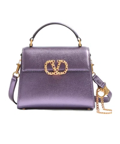 Valentino Garavani Logo Shoulder Bag In Purple/amethyst
