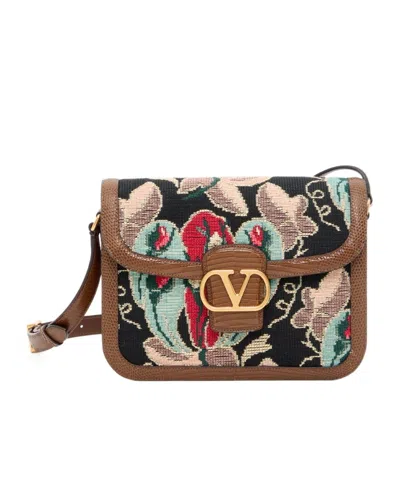 Valentino Garavani Logo Shoulder Bag In Tobacco Brown