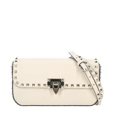 Valentino Garavani Rockstud Cross Body Bag In White