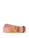 Valentino Logo-sign Leather Belt In Pink