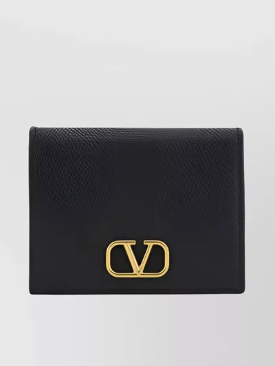Valentino Garavani Logo Signature Textured Leather Wallet In Black