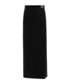 Valentino Crepe Couture Maxi Skirt With Front Slit In Black