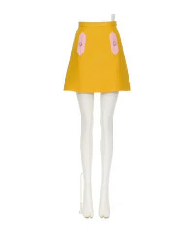 Valentino Wool And Silk Mini Skirt In Yellow