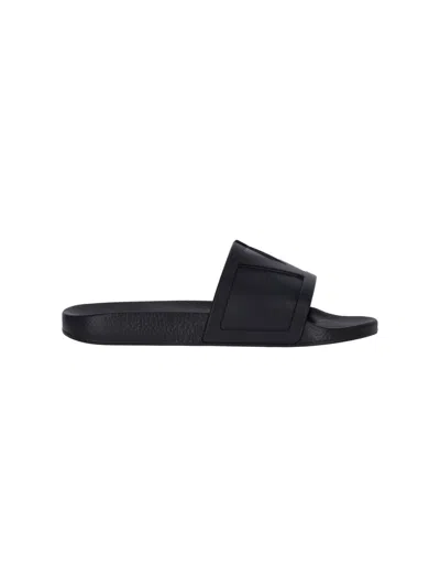 VALENTINO GARAVANI LOGO SLIDE SANDALS