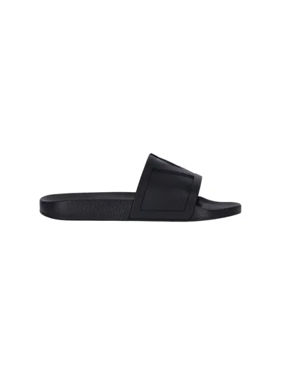 Valentino Garavani Viva Superstar Rubber Slippers Flat Sole In Black