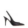 Valentino Vlogo 100 Embellished Patent-leather Slingback Pumps