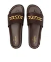 Valentino Logo Slippers In Black