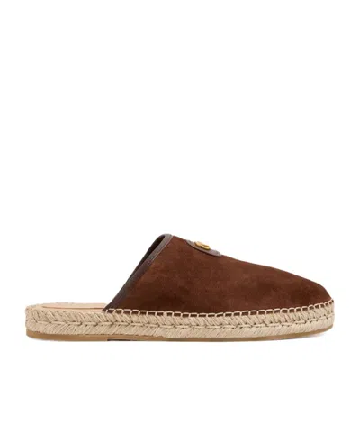 Valentino Garavani Logo Slippers In Brown