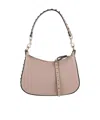 Valentino Logo Small Shoulder Bag In Nude