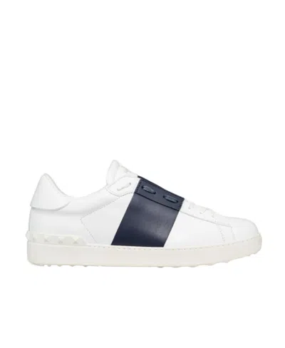 Valentino Garavani Open Leather Sneakers With Contrast Band And Stud Details Shoes In White