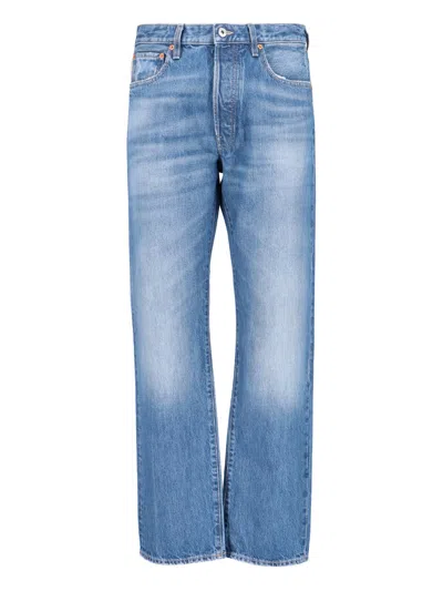 Valentino Logo Straight Jeans In Blue
