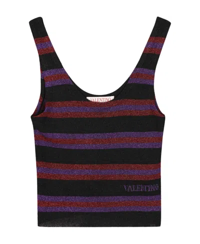 Valentino Logo Stripe Knitted Vest In Multi