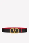 Valentino Vlogo 40mm Reversible Leather Belt In Black