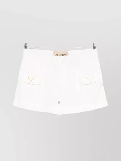 Valentino Logo V Drawstring Shorts In White