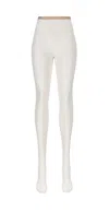 Valentino Logo Waistband Lace Detailed Tights In Bianco