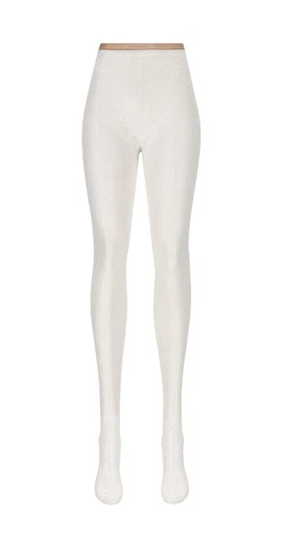 VALENTINO LOGO WAISTBAND LACE DETAILED TIGHTS
