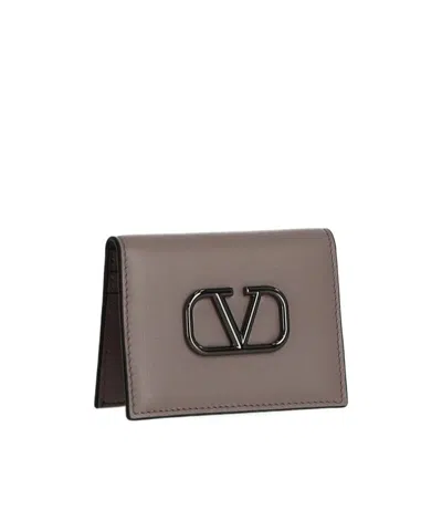 Valentino Garavani Logo Wallet In Gray