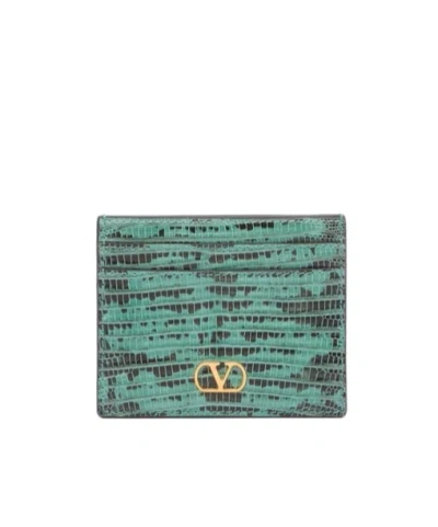 Valentino Garavani Logo Wallet In Ice Green
