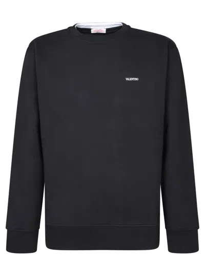 Valentino Logo White Sweatshirt In Black