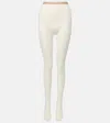 Valentino Logo Waistband Lace Detailed Tights In White