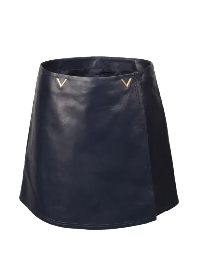 Valentino Logo-appliqué Mini Skirt In Blue