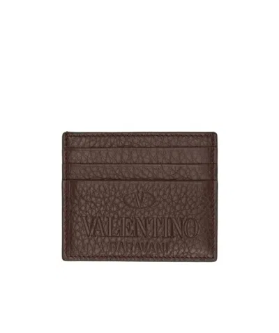 Valentino Garavani Logo-debossed Cardholder In Brown