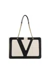 Valentino Large White Chain Tote Bag In Butter White/nero