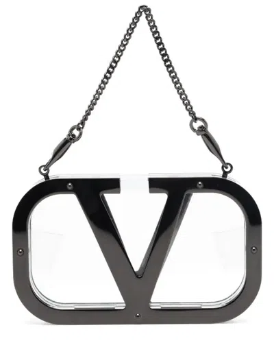 Valentino Garavani Valentino Logo-plaque Clutch In Black