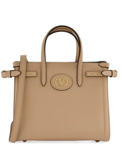 Valentino Garavani Logo-plaque Tote Bag In Brown