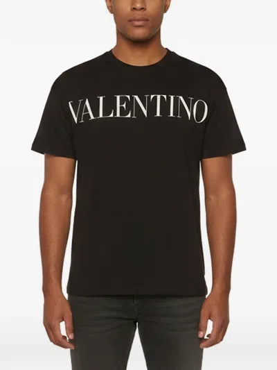 Pre-owned Valentino Logo-print Jersey T-shirt In Black