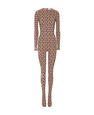 Valentino Logo-print Jumpsuit In Multi