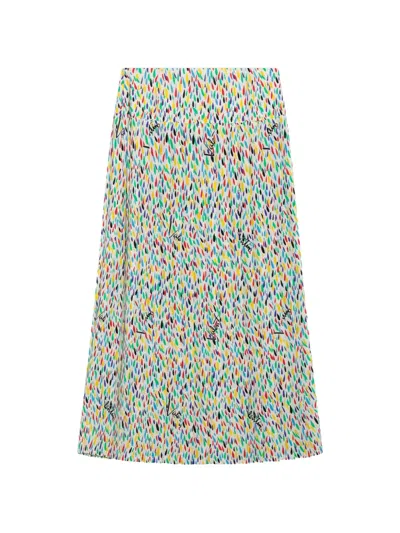 Valentino Garavani Multicolored Pleated Silk Midi Skirt