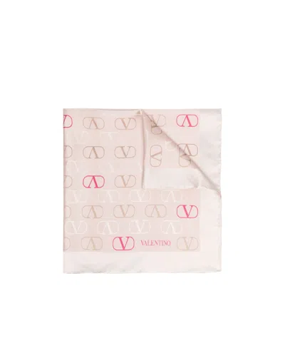 Valentino Logo-print Silk Scarf In Pink