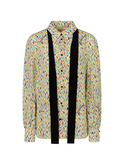 Valentino Logo-print Silk Shirt In Multi