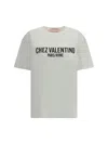 Valentino Cotton Slogan Print Drop Shoulder T-shirt In Avorio