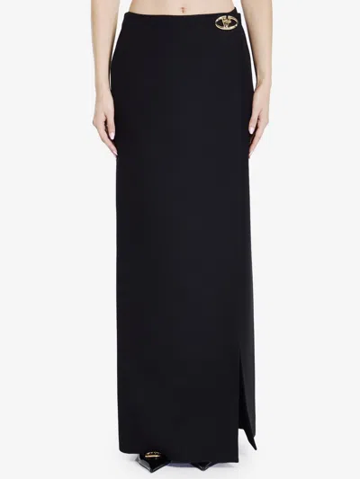 Valentino Crepe Couture Maxi Skirt With Front Slit In Black