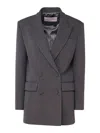 Valentino Long Blazer In Virgin Wool In Grey