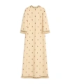 Valentino Long Dress In Embroidered Rustik Silk Woman Birch 50 In Neutral