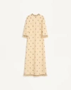 Valentino Long Dress In Embroidered Rustik Silk Woman Birch 50 In Neutral